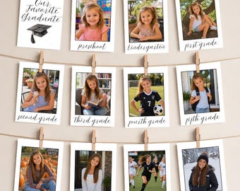Graduation Minimalist Photo Banner Template, Editable School Years Banner, Senior Year Decor, Printable Photo Garland, Grad Party Decor