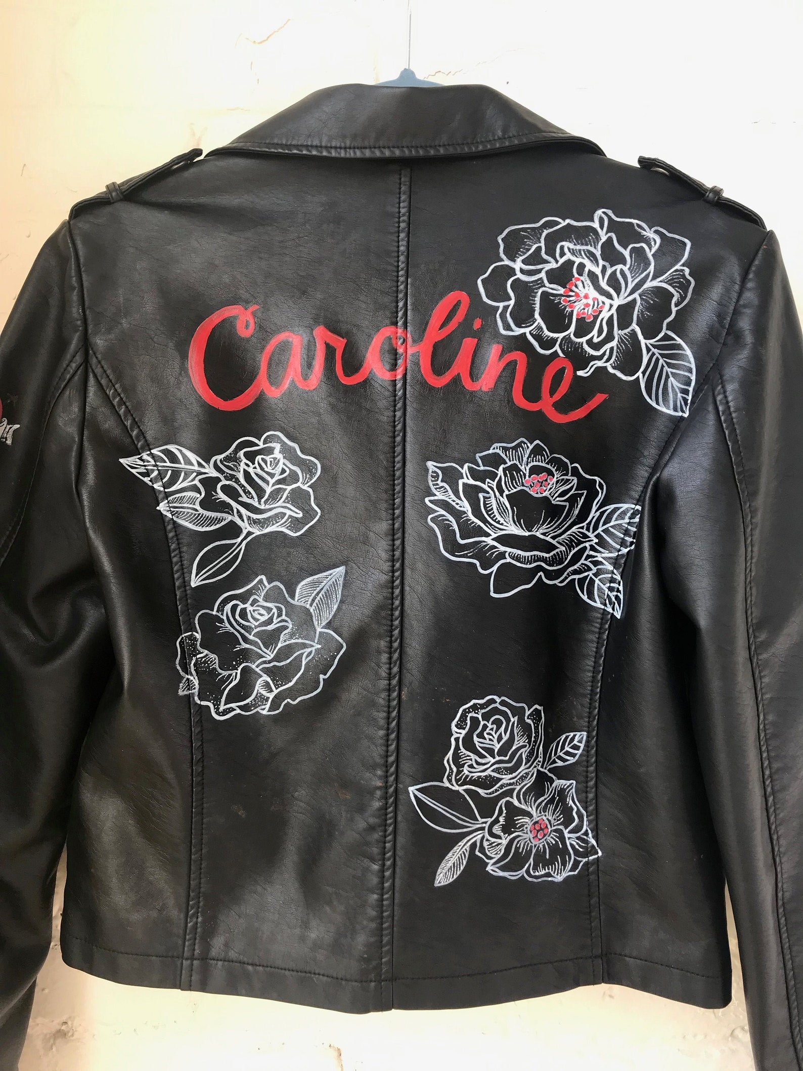 CUSTOM Name Jacket Faux Leather or Denim Etsy