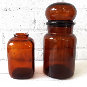 Vintage Belgium Amber Glass Apothecary Bottle Set