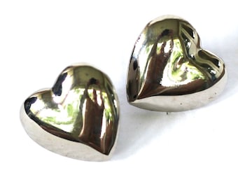 Hollow Heart Silver Earrings - 1980s