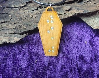 Dead Braille Coffin Necklace in wood or acrylic