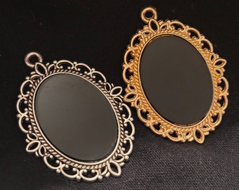 Handmade Scrying Black Mirror Pendant, Divination Necklace