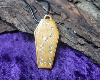 Sexy Braille Coffin Necklace in wood or acrylic
