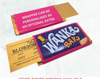 Wanka bar gift, Golden Ticket, Novelty, Funny Voucher, Birthday , Anniversary