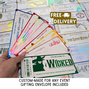 Personalised Foil Event Gift Ticket . Show . Theatre . Concert Voucher . Surprise