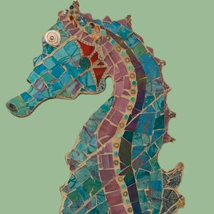 Dazzling Seahorse Mosaic Wall Hanging; Coastal Decor; Beach house Decor; Housewarming Gift; Birthday Gift; Children&#39;s Room/Nursery Decor;