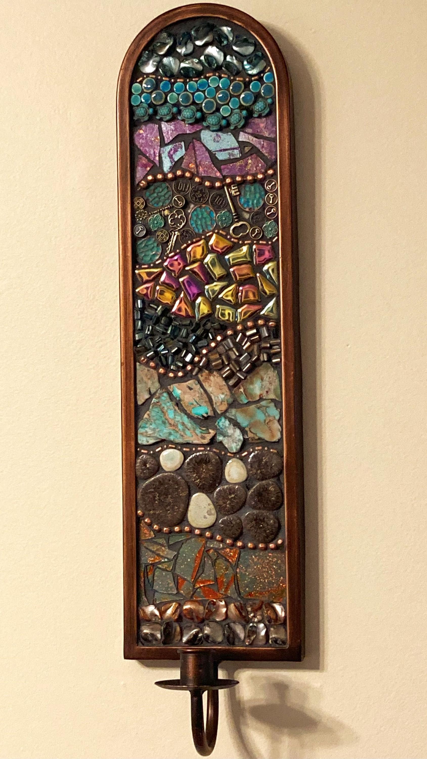 Mosaic Wall Sconce; Candle Sconce; Wall Decor; Home Accents