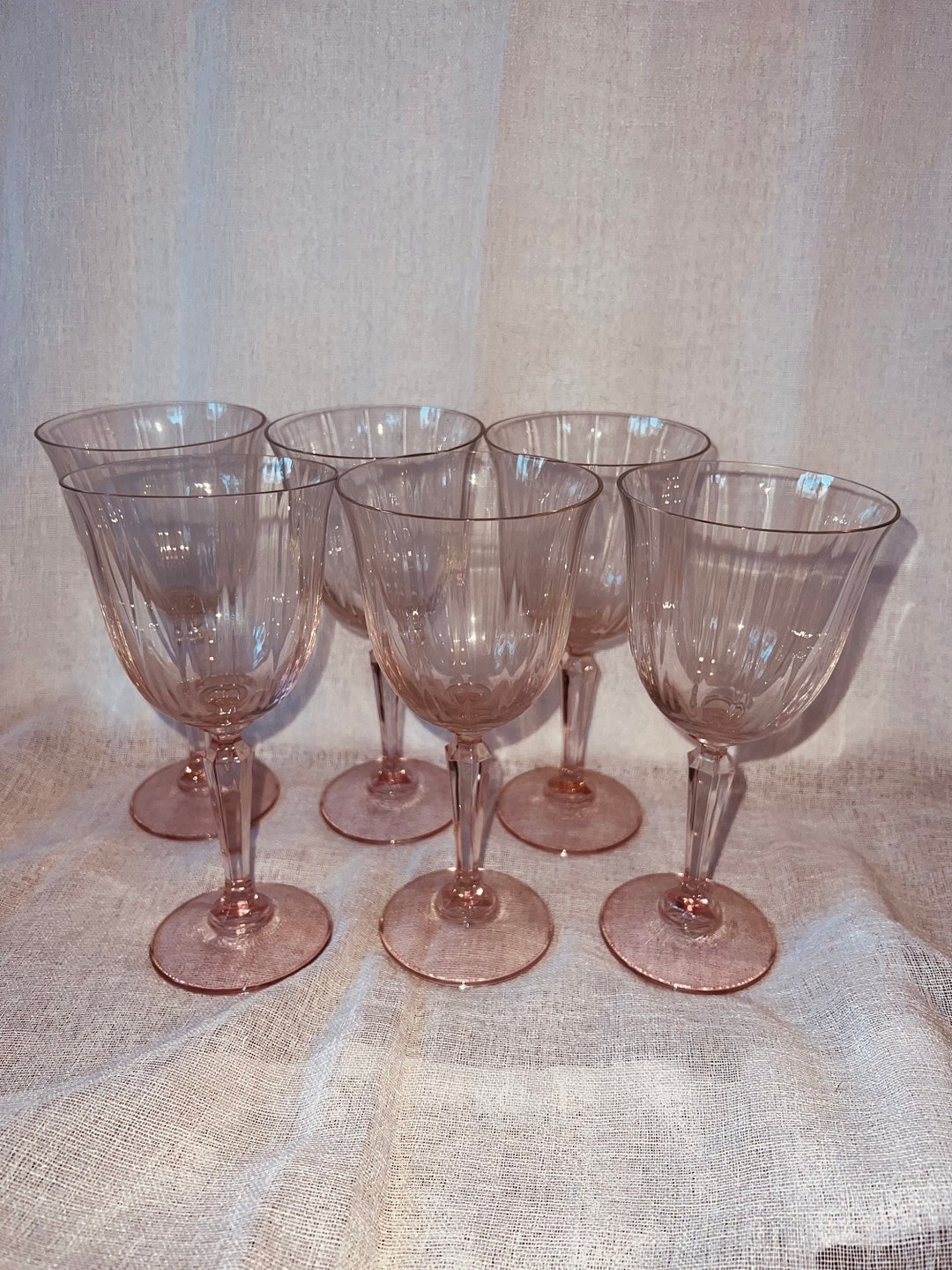 Pink Depression Wine Glasses Etsy
