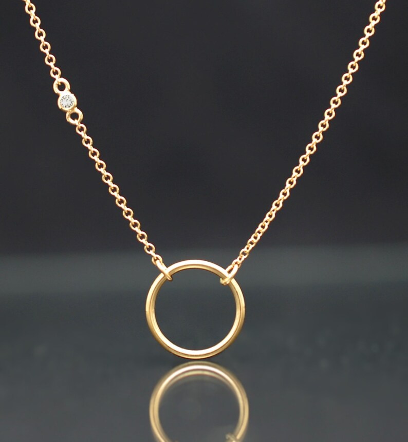 Gold Circle Necklace in 14K White Gold With Asymmetrical Etsy