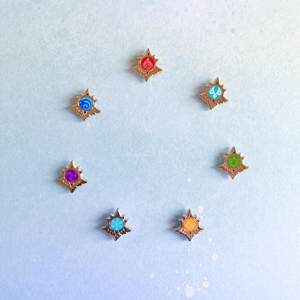 Pt.1 Genshin Impact Vision Pin, Tiny Mini Filler Pin, Enamel Pin Badge, Mondstadt, Liyue, Inazuma