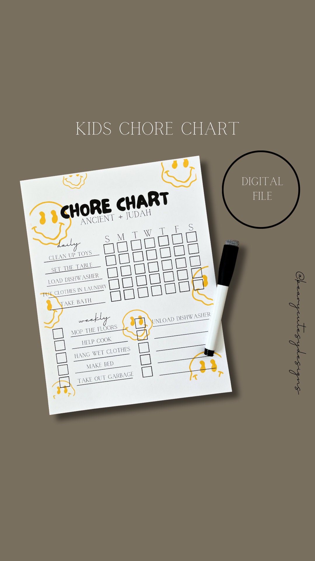 Kids Chore Chart, Digital File, Personalized, Printable - Etsy