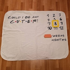 Friends themed baby milestone blanket
