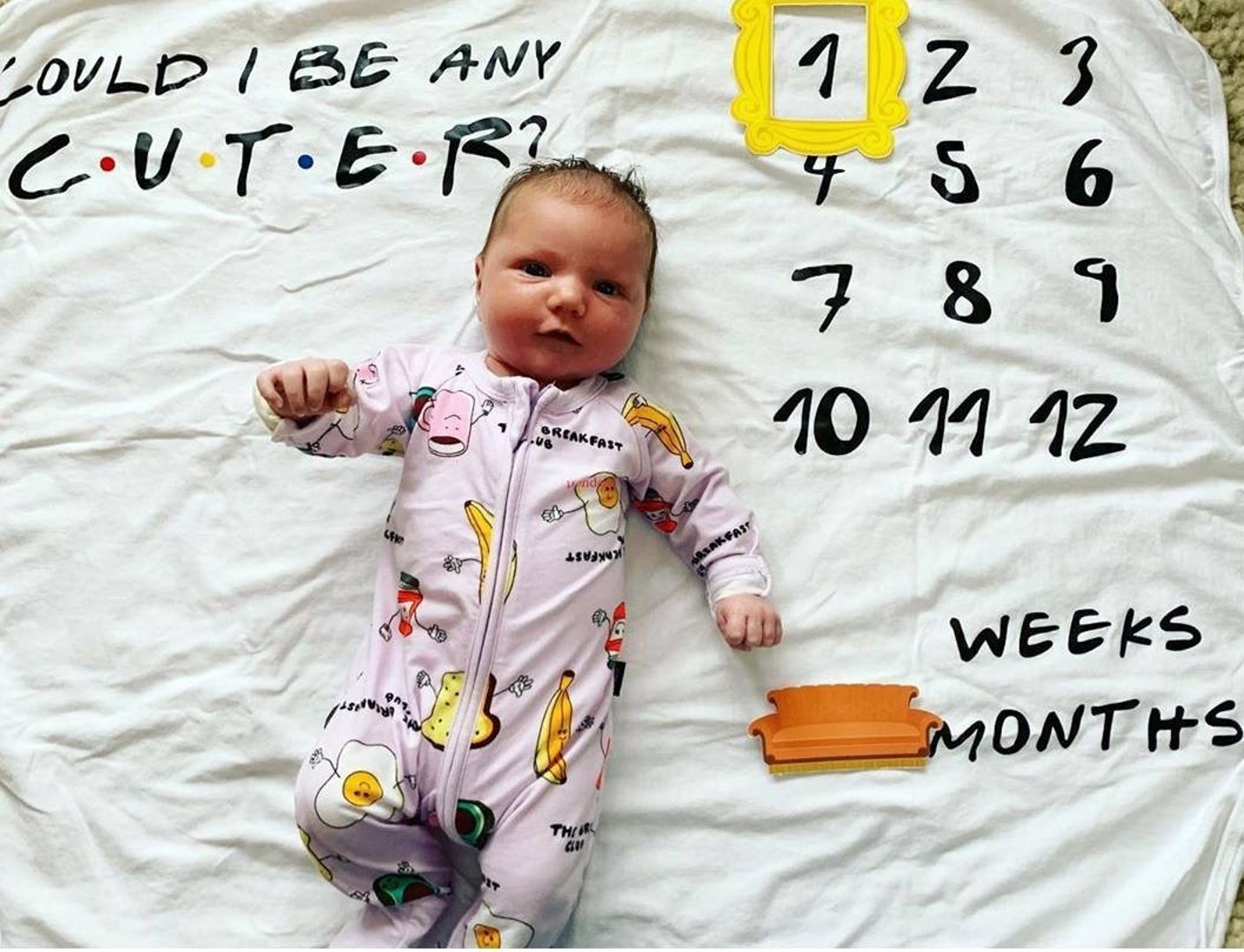 Friends Themed Baby Milestone Blanket Etsy