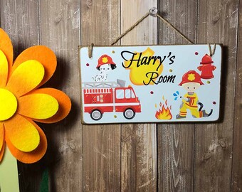 Fireman Sam personalised door plaque gift free uk postage any name Christmas