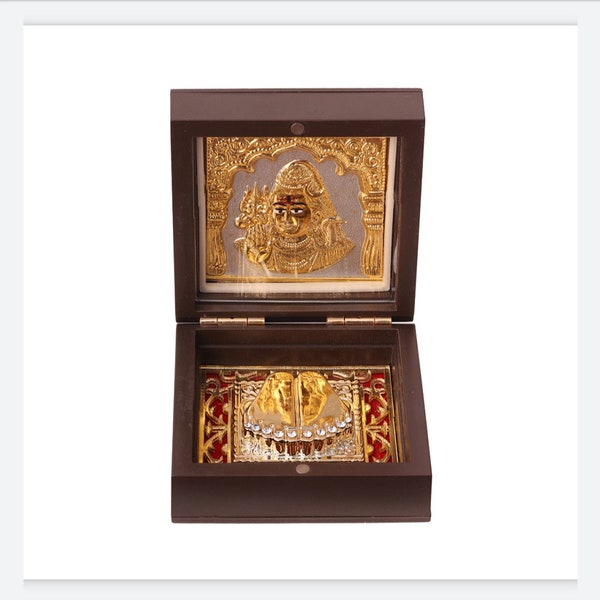 GoldGiftIdeas Gold Plated Shiv ji Photo Frame with Charan Paduka for Gift (Small), Lord Shiva Photo Frame for Worship, Mahashivratri Gift