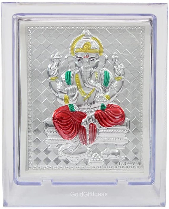 Goldgiftideas Silver Pitambar Ganesha Frame for Gift Silver