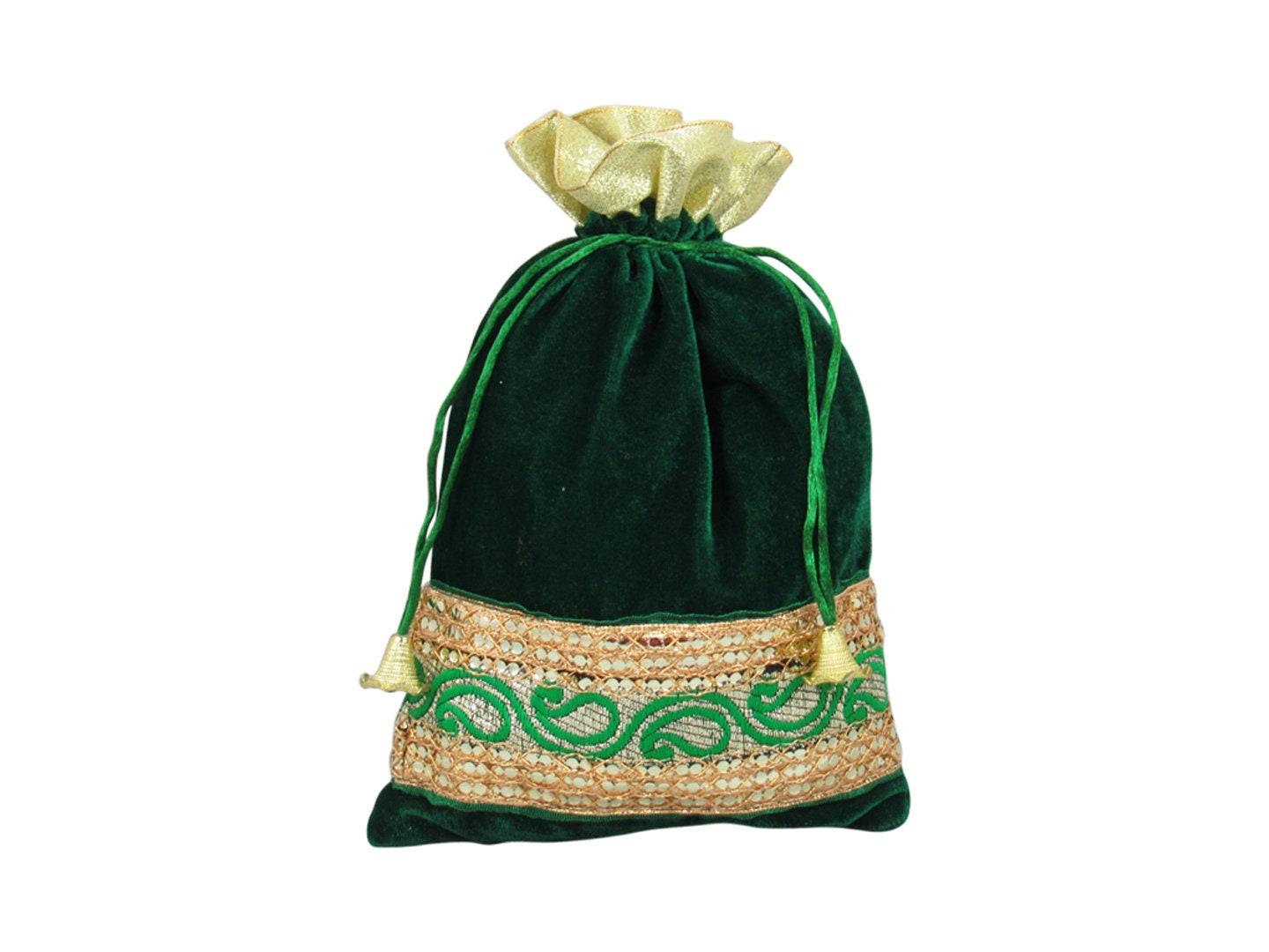 Eena Ziva Velvet Gota Embellished Potli Bag