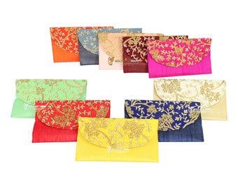 GoldGiftIdeas Vintage Floral Embroidered Shagun Potli Purse for Ladies, Potli Pouches, Potli Bags for Return Gifts, Ethnic Purse for Women