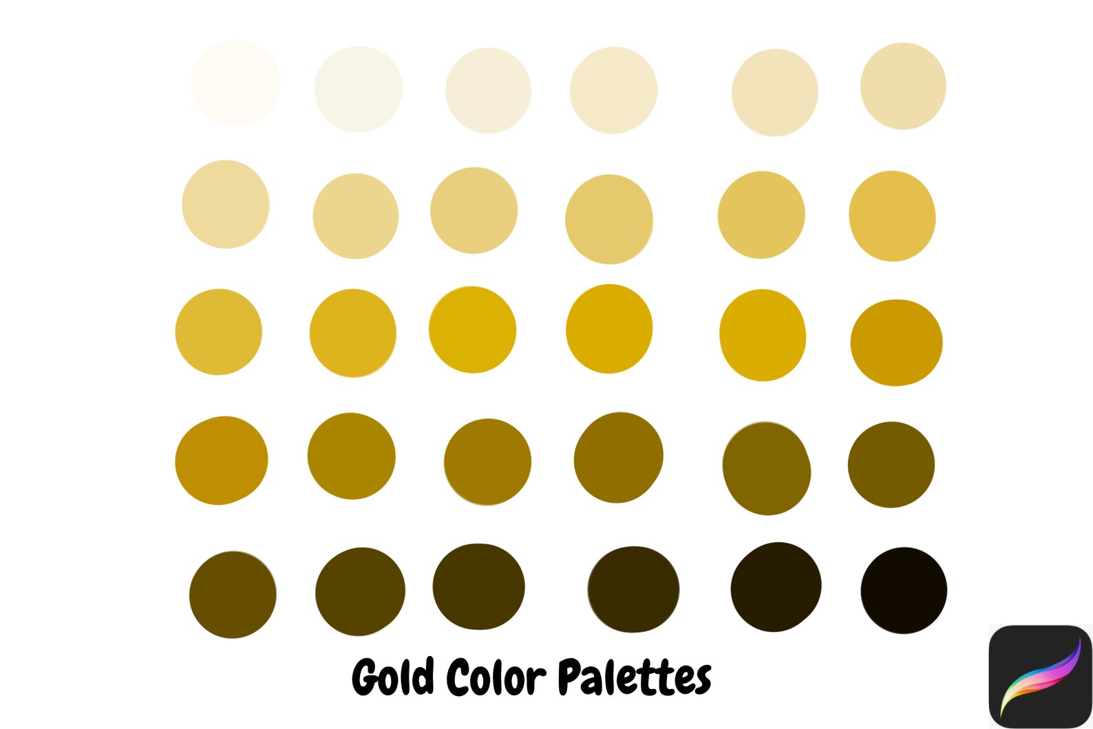 Gold Color Palette / Procreate / Swatches / 30 Color Palette / iPad