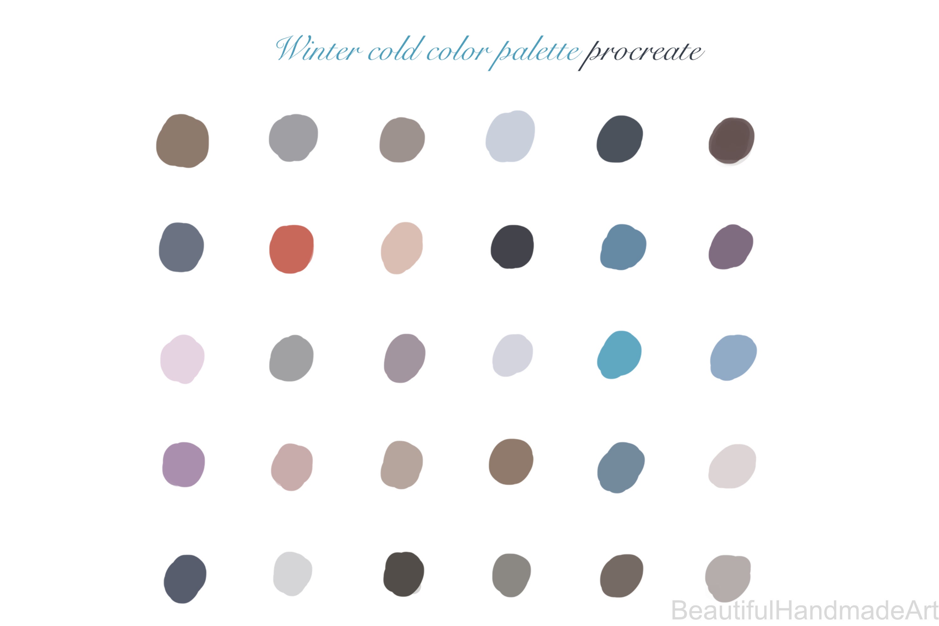 Invierno / paleta de colores fríos / procrear / muestras / Etsy España