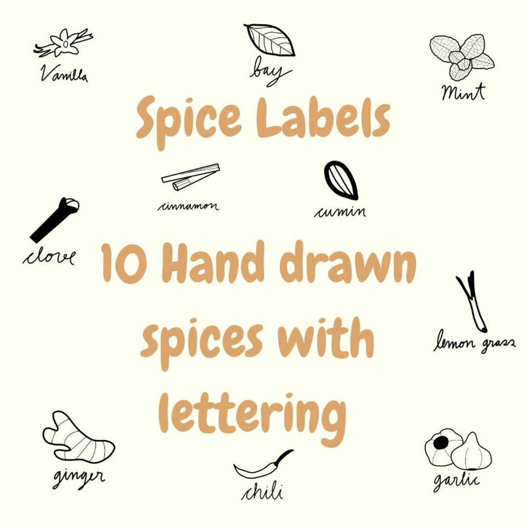 Spice Label SVG, Kitchen Herbs PNG, Spice Jar Label, Bundle Food SVG ...