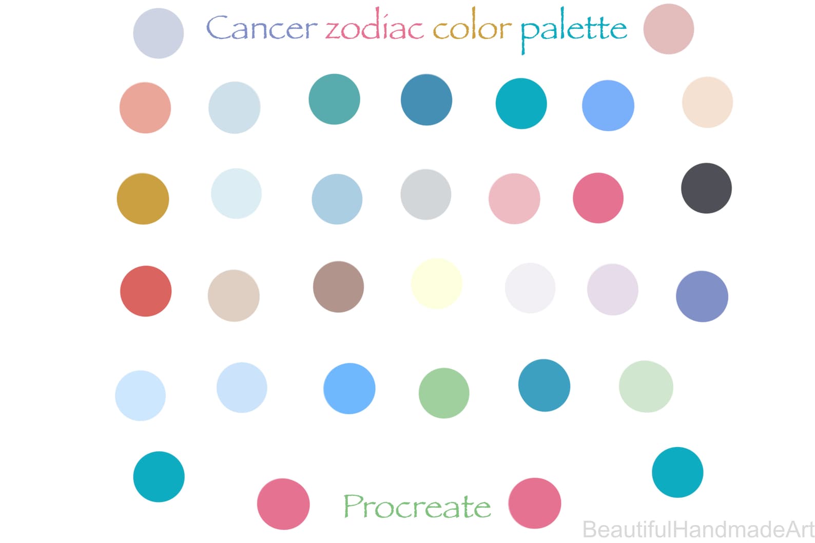 Cancer zodiac color palette / procreate / swatches / 30 color Etsy