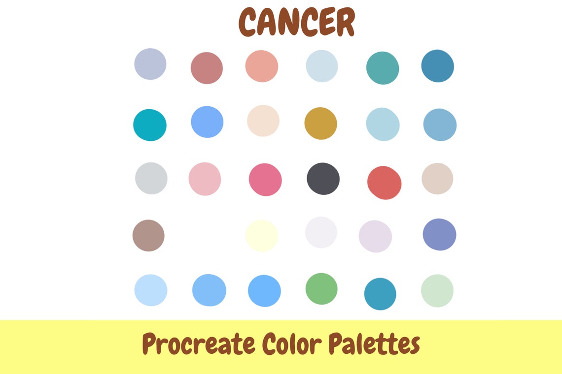 Cancer zodiac color palette / procreate / swatches / 30 color Etsy