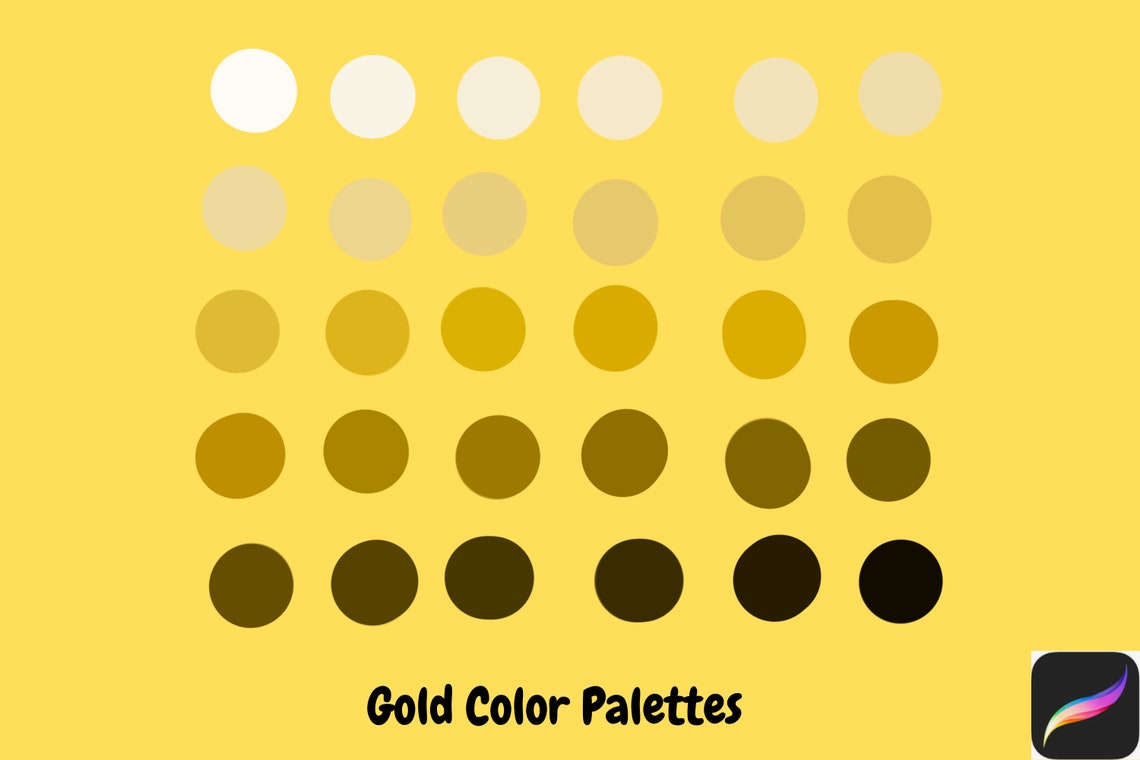 Gold Color Palette / Procreate / Swatches / 30 Color Palette / iPad