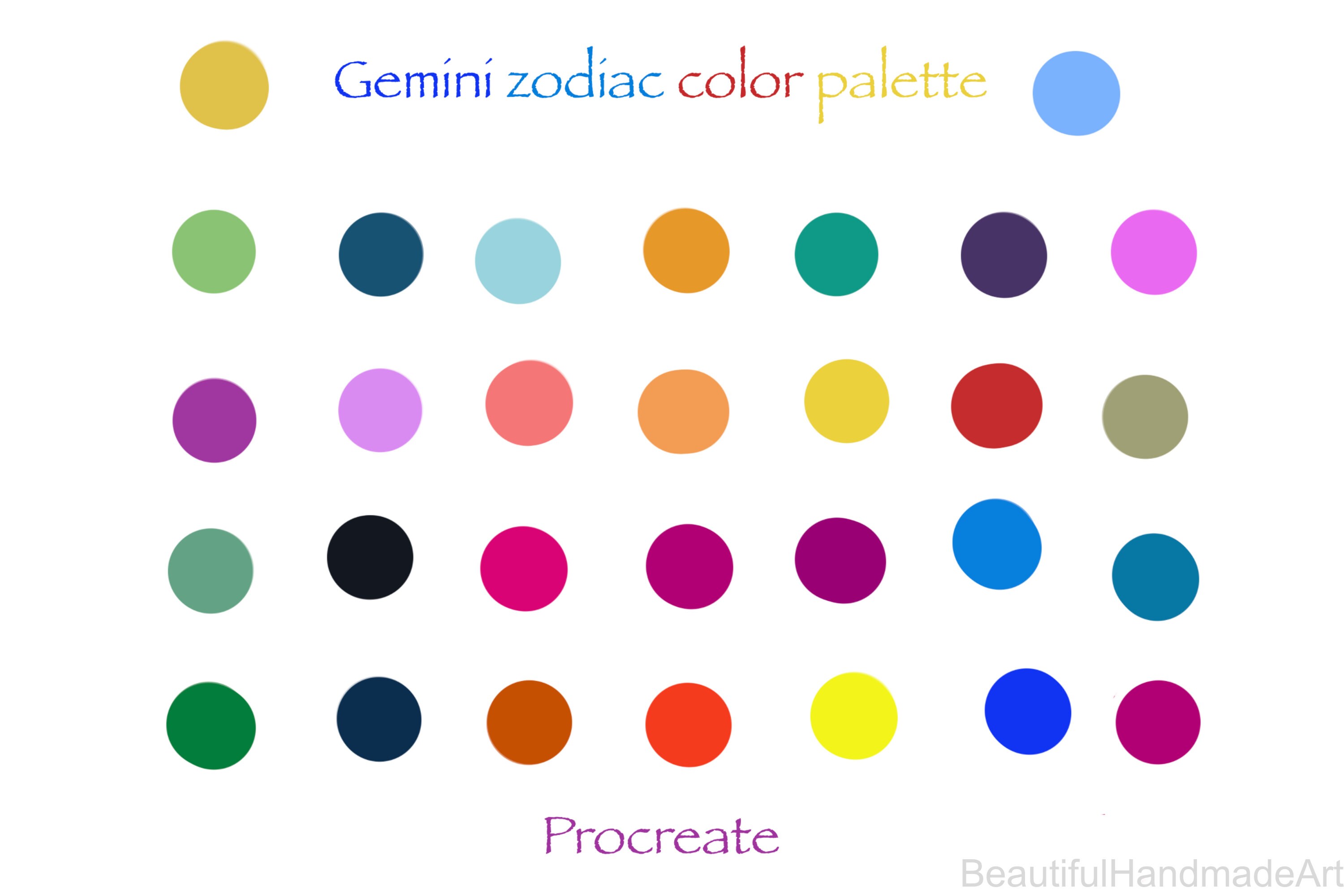 Gemini zodiac color palette / procreate / swatches / 30 color Etsy