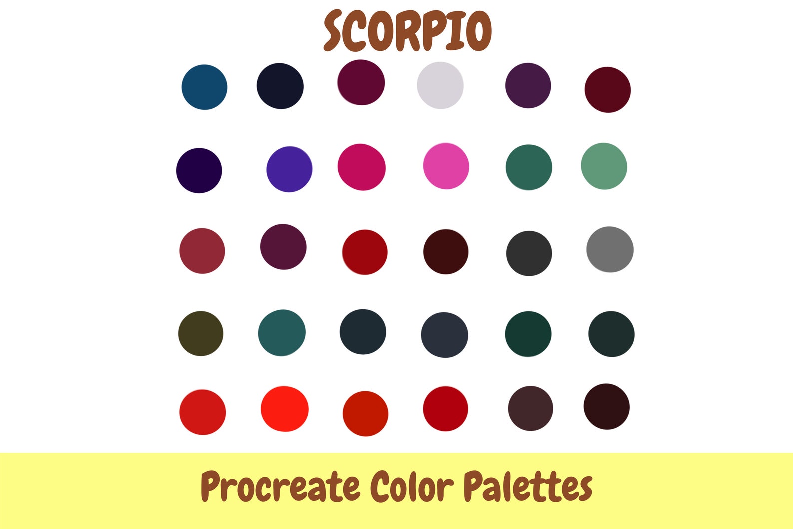 Scorpio Zodiac Color Palette Procreate Swatches 30 Color Etsy