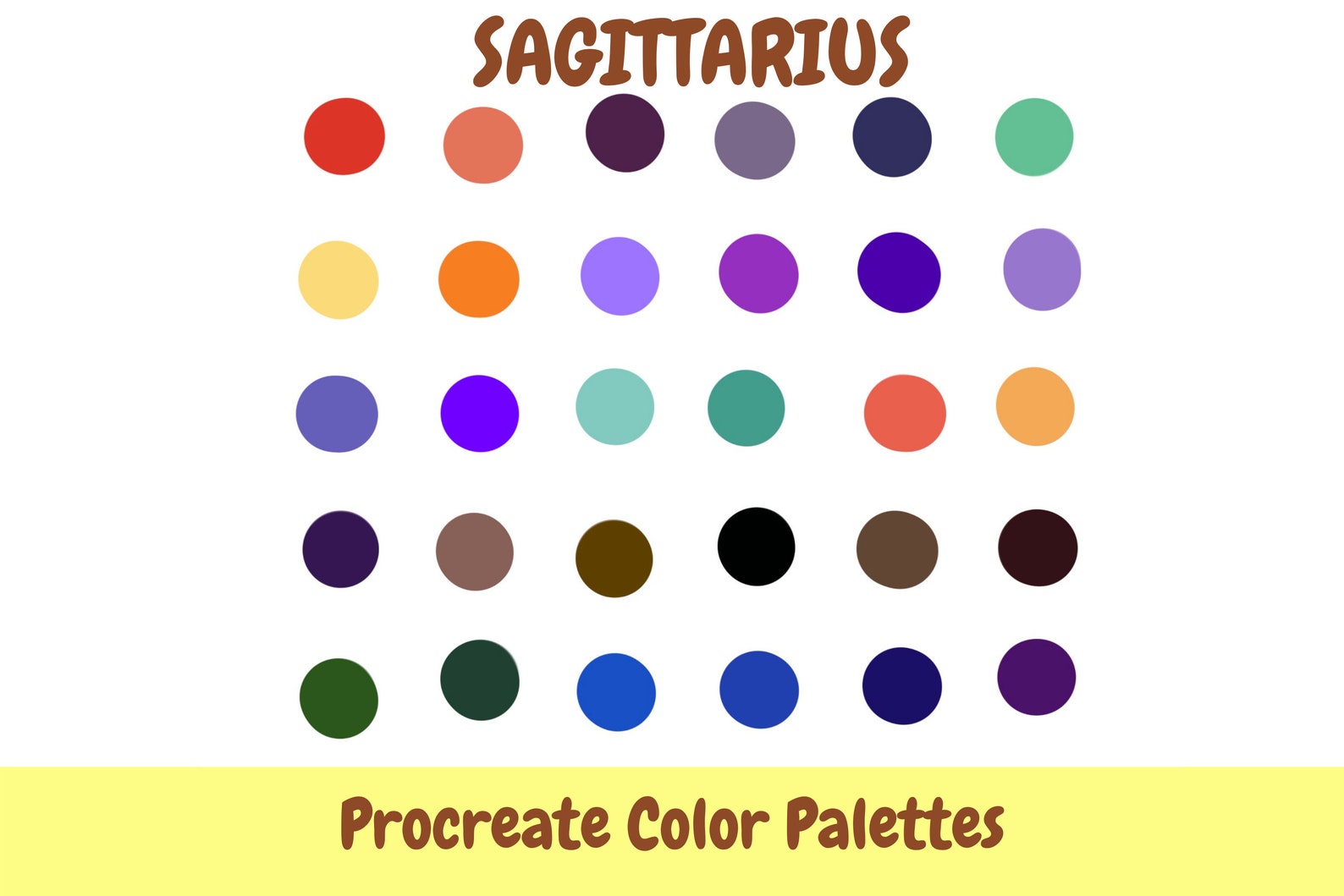 Sagittarius zodiac color palette / procreate / swatches / 30 Etsy