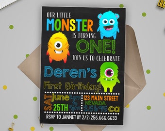 Monster Invitation, Monster Birthday Invitation, Monster Party, Little Monster First Birthday, Editable Monster invitation, Instant Download