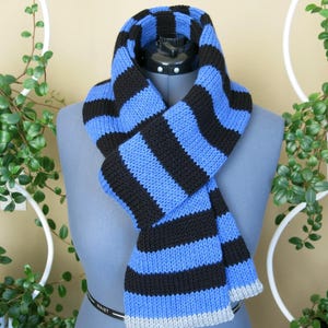 Acrylic Black-Blue Stripes Scarf