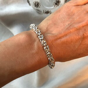 Sterling Silver 925 Byzantine Woven Chain Bracelet