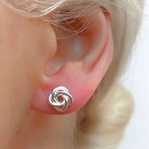 Vintage Sterling Silver Love Knot Earrings Braided Butterfly Studs Infinity Jewelry Etsy