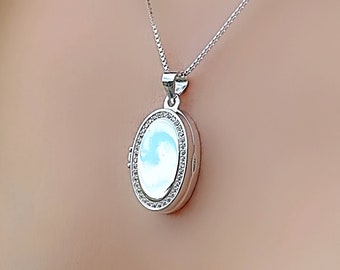 Sterlingsilber 2.9ct Blau Und Weiß Topas Oval Halskette