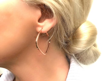 Sterling Silver 18 Carat Rose Gold Vermeil Square Hoop Earrings