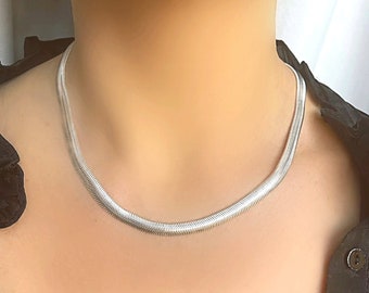 Sterling Silver 925 Soft Herringbone Snake Chain Necklace