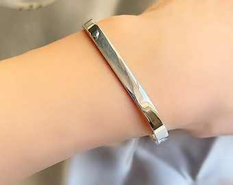 【SCENERITY】Square silver bracelet Solid 925 Sterling Silver 5mm Sutra Square Link Bracelet