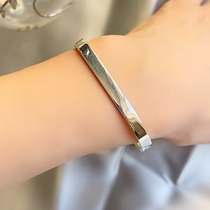Sterling Silver 925 Square Bangle Bracelet