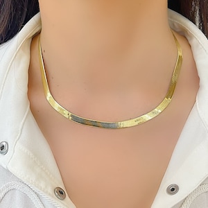 Silver Gold Vermeil Medium Herringbone Chain Necklace