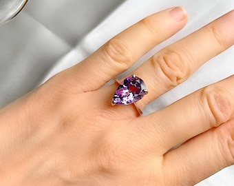 Amethyst pear ring deals