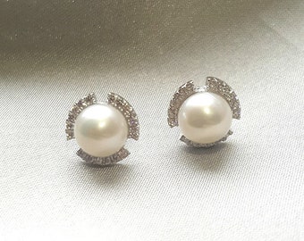 Natural Pearl Stud Earrings