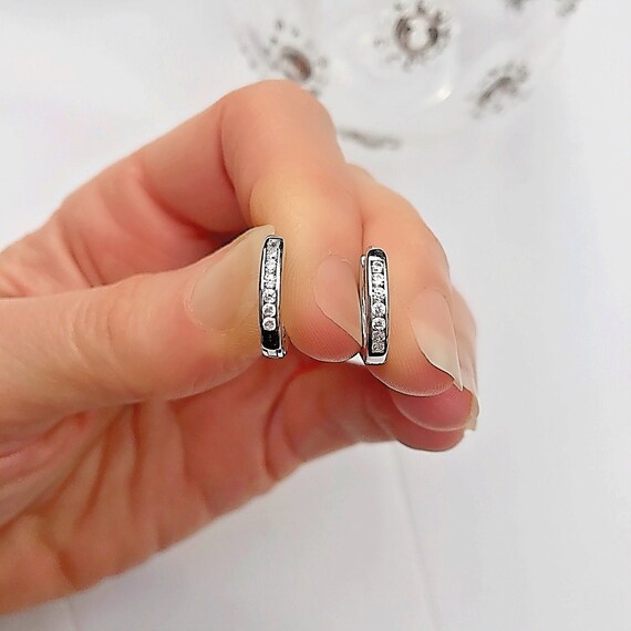 White topaz hoop best sale earrings