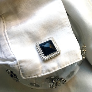 Sterling Silver Black Mother of Pearl Cuff Links