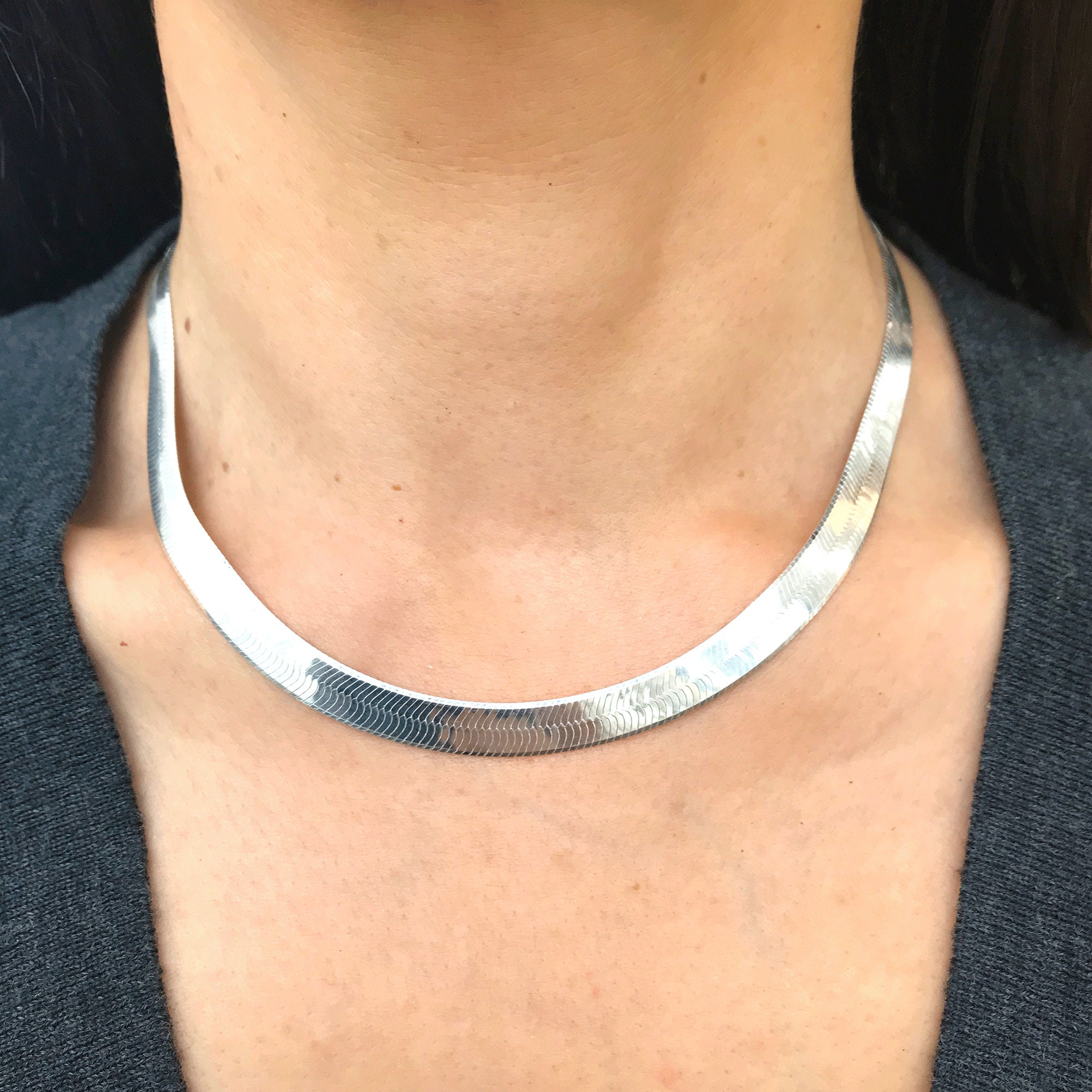 Sterling silver on sale herringbone choker