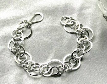 Sterling Silver 925 Abstract Circles Adjustable Bracelet - Etsy