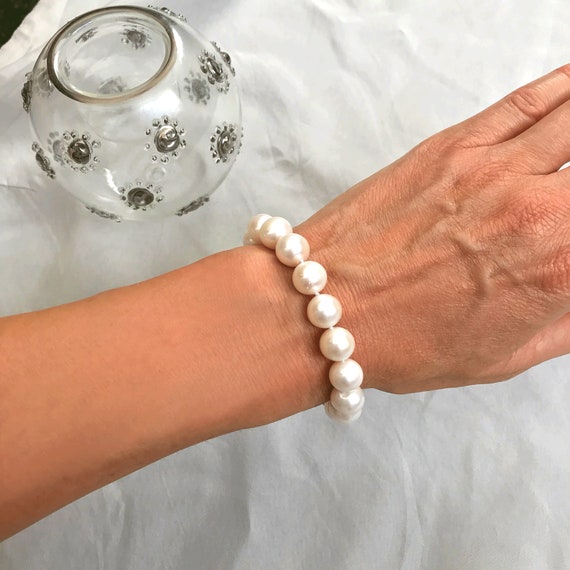 Pearl Bracelet Natural Mother of Pearl Bracelet Sterling 