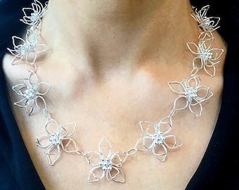 Sterling Silver 925 Wired Frangipani Flower Necklace