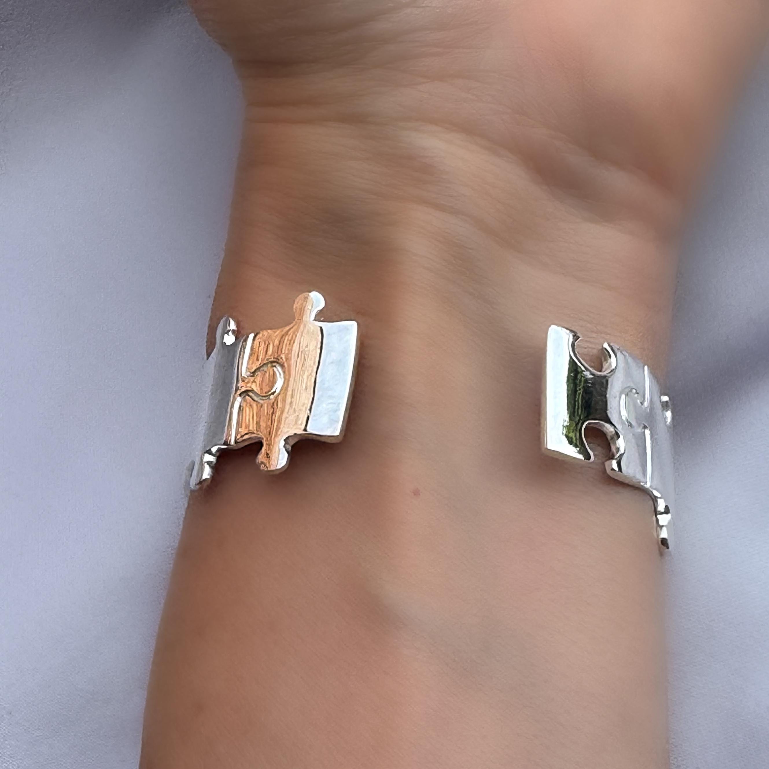 アクセサリー COZY Silver 925 Bangle Sterling Silver 925 Jigsaw Cuff Bangle Bracelet - Etsy